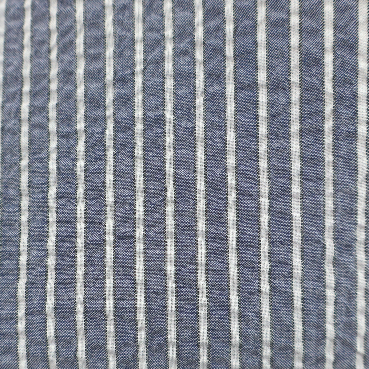 ink blue striped seersucker