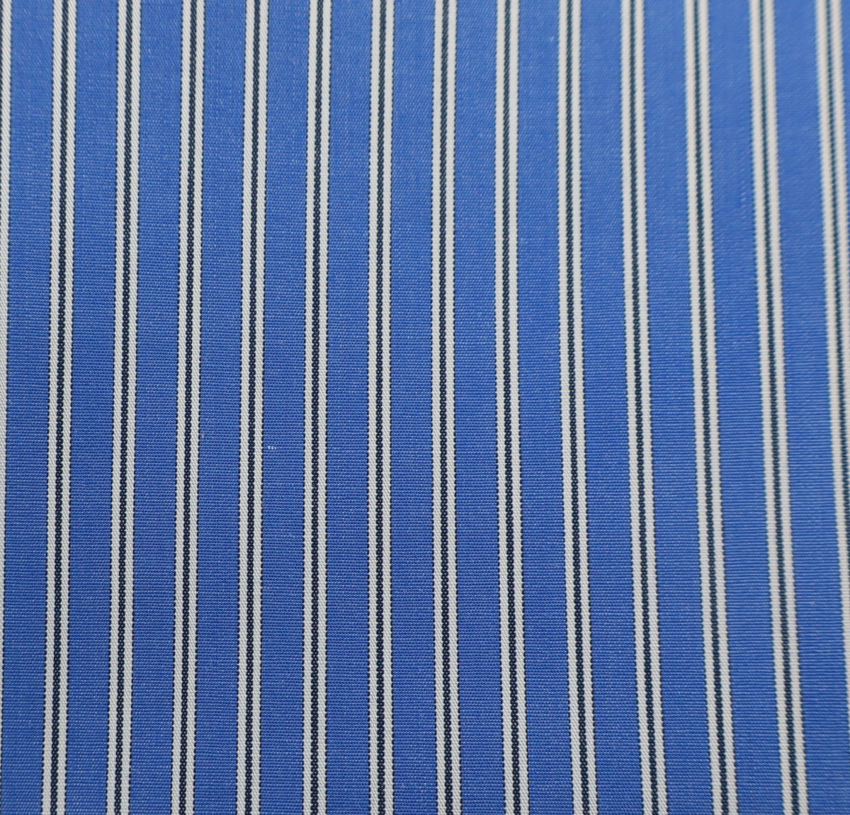 blue beige white striped poplin