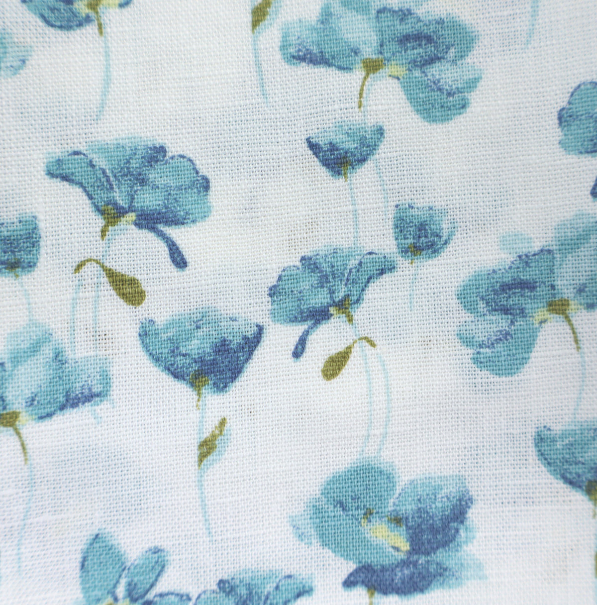 blaue Blüten Leinen/Baumwolle