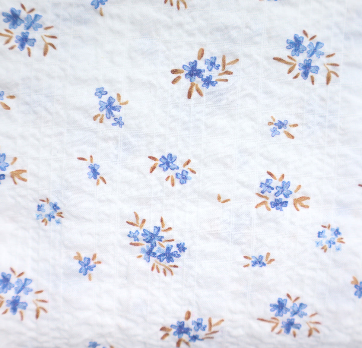 blue cognac floral seersucker