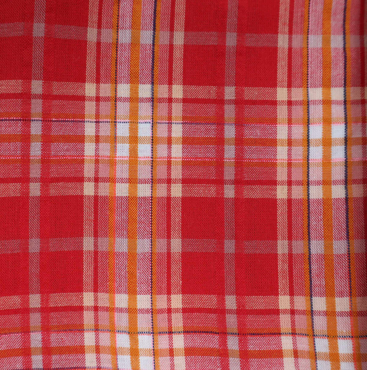 red orange checkered seersucker