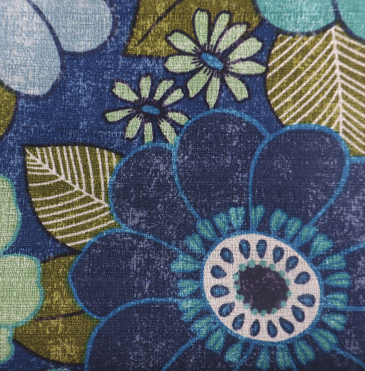 Retro flowers dobby blue KOKKA