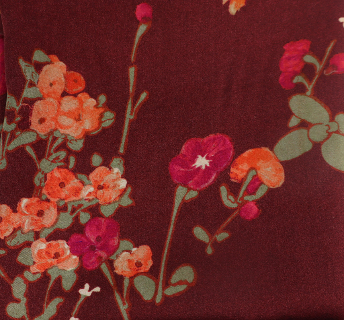 schoko Kirschblüten satin de viscose noble GOTS