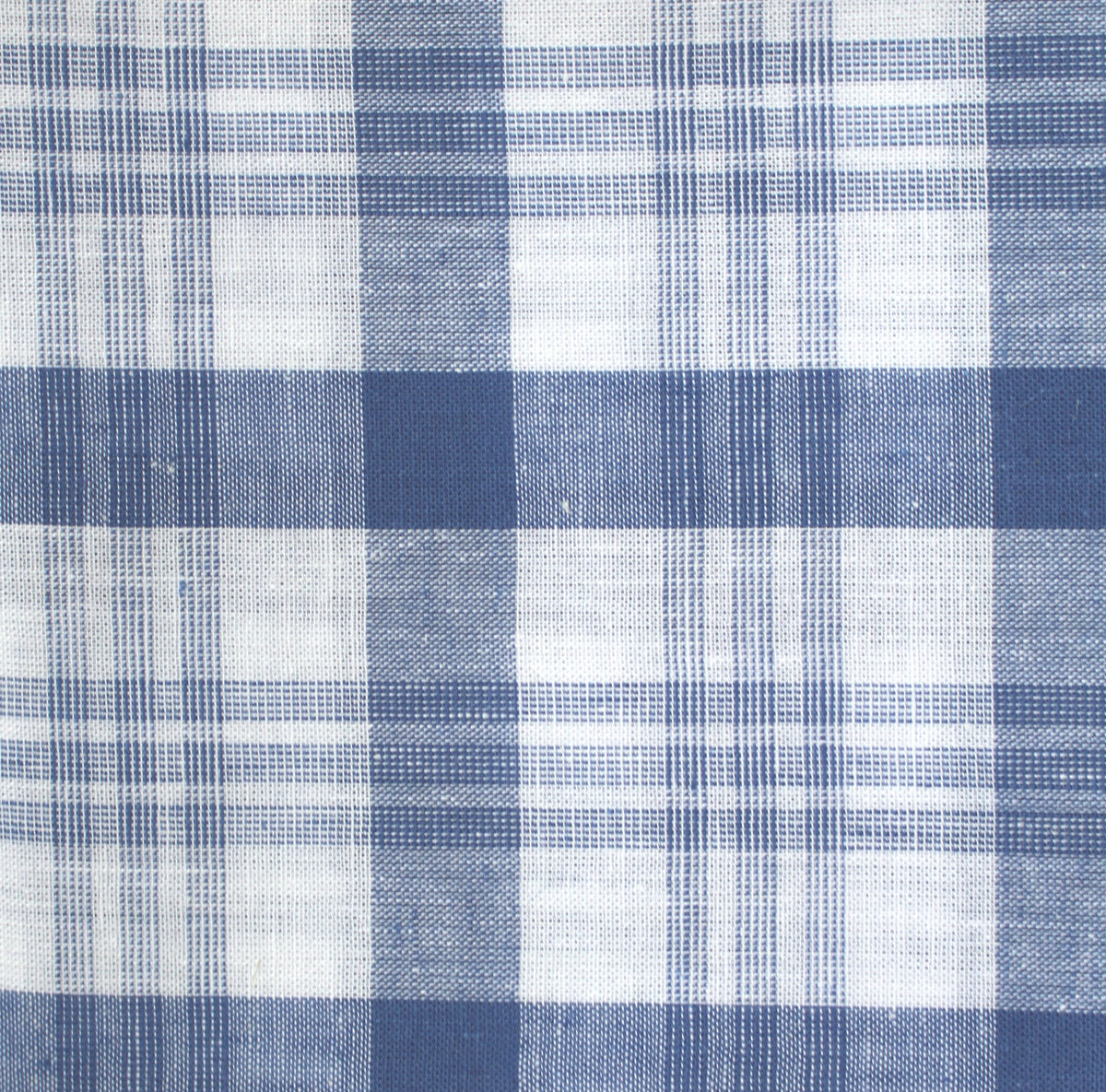tartan check blue plaid half linen
